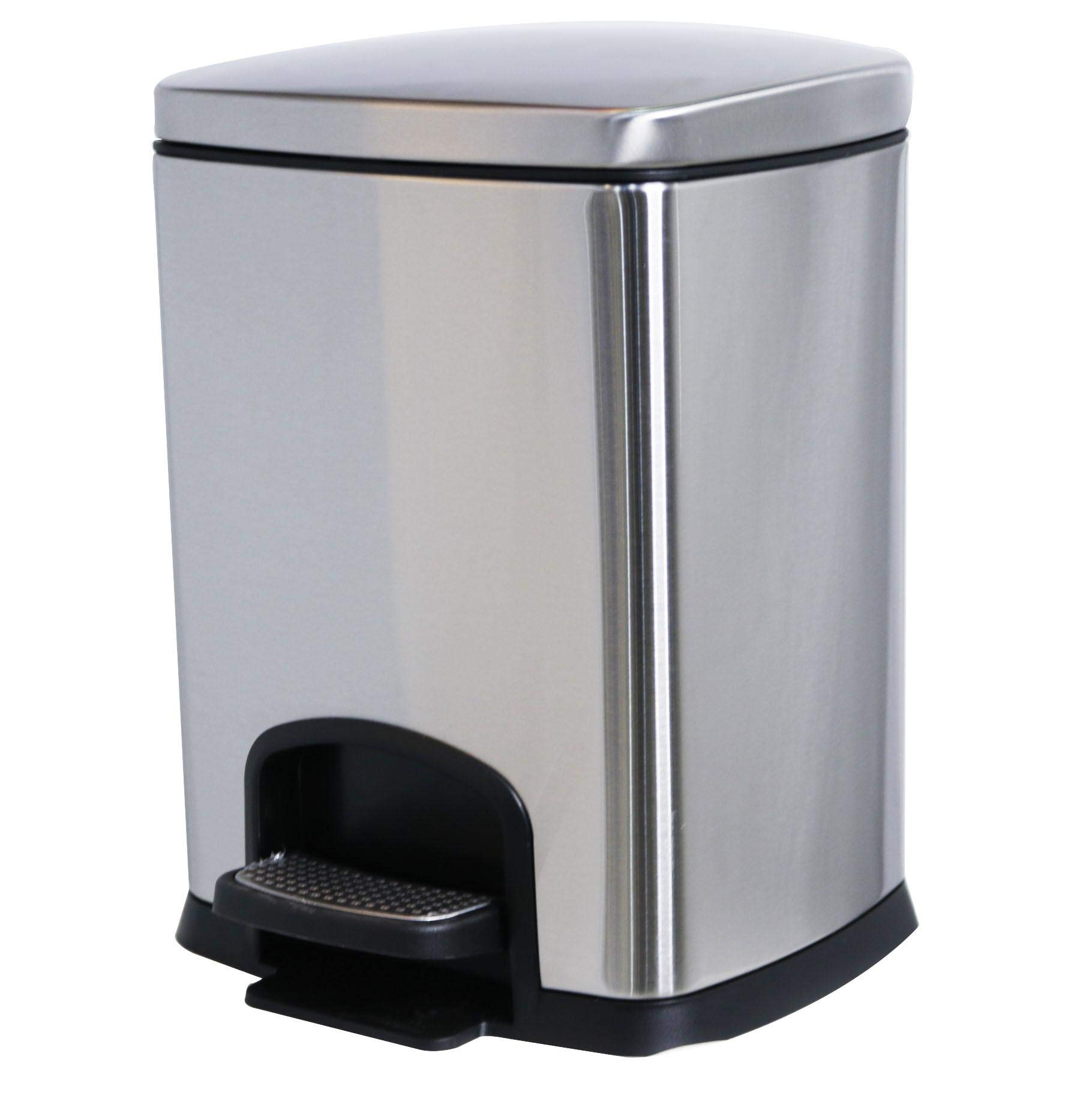 GRACE KITCHENStainless Steel 8 Liters Step-on Trash Bin, Stainless Steel Foot Pedal Trash Bin