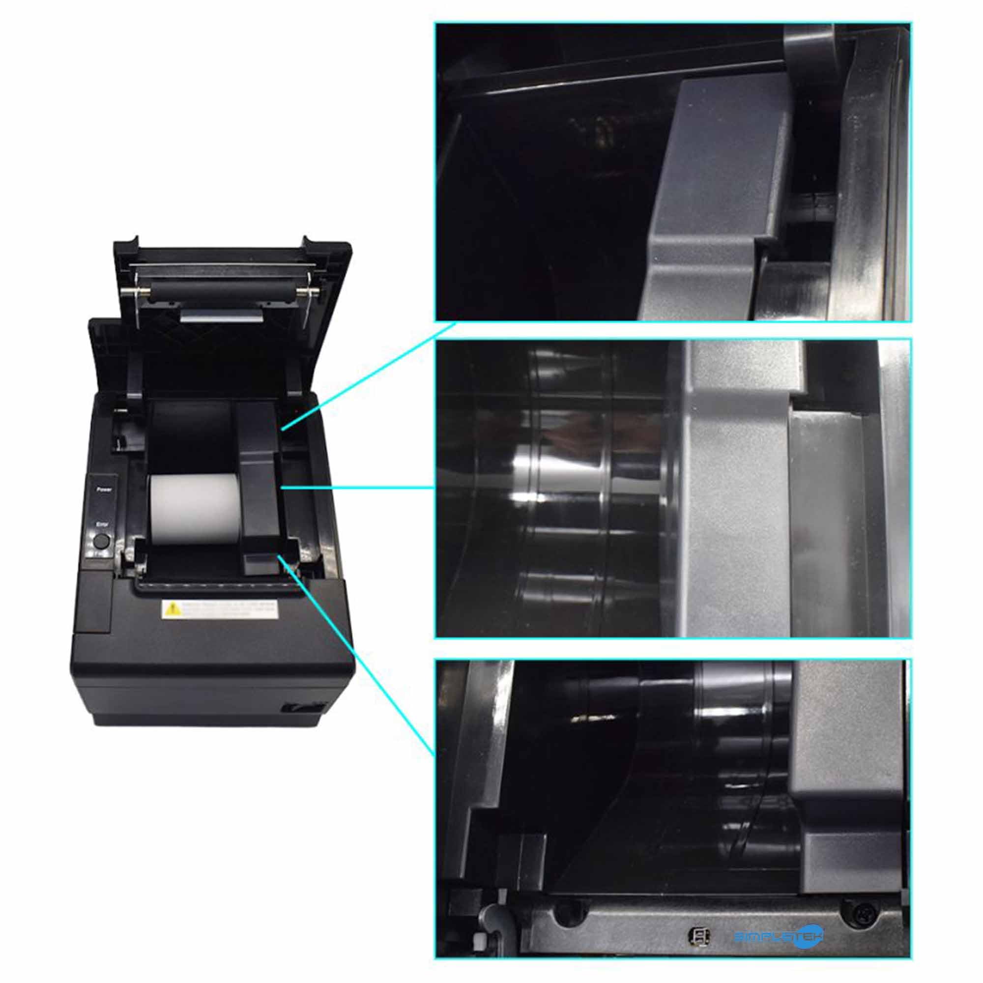 SIMPLETEK - Stampante Termica POS 58/80 mm | USB Ethernet RS-232 LAN | Scontrini Ricevute e Comande - Auto-Cut | Driver e Manuale inclusi