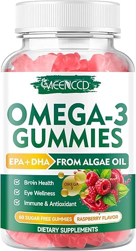 Miniatura 9 de Gomitas veganas Omega-3 de 1000 mg, alternativa de aceite de pescado Omega 3 para adultos, DHA a base de algas 600 mg y EPA 300 mg + vitaminas A, C,