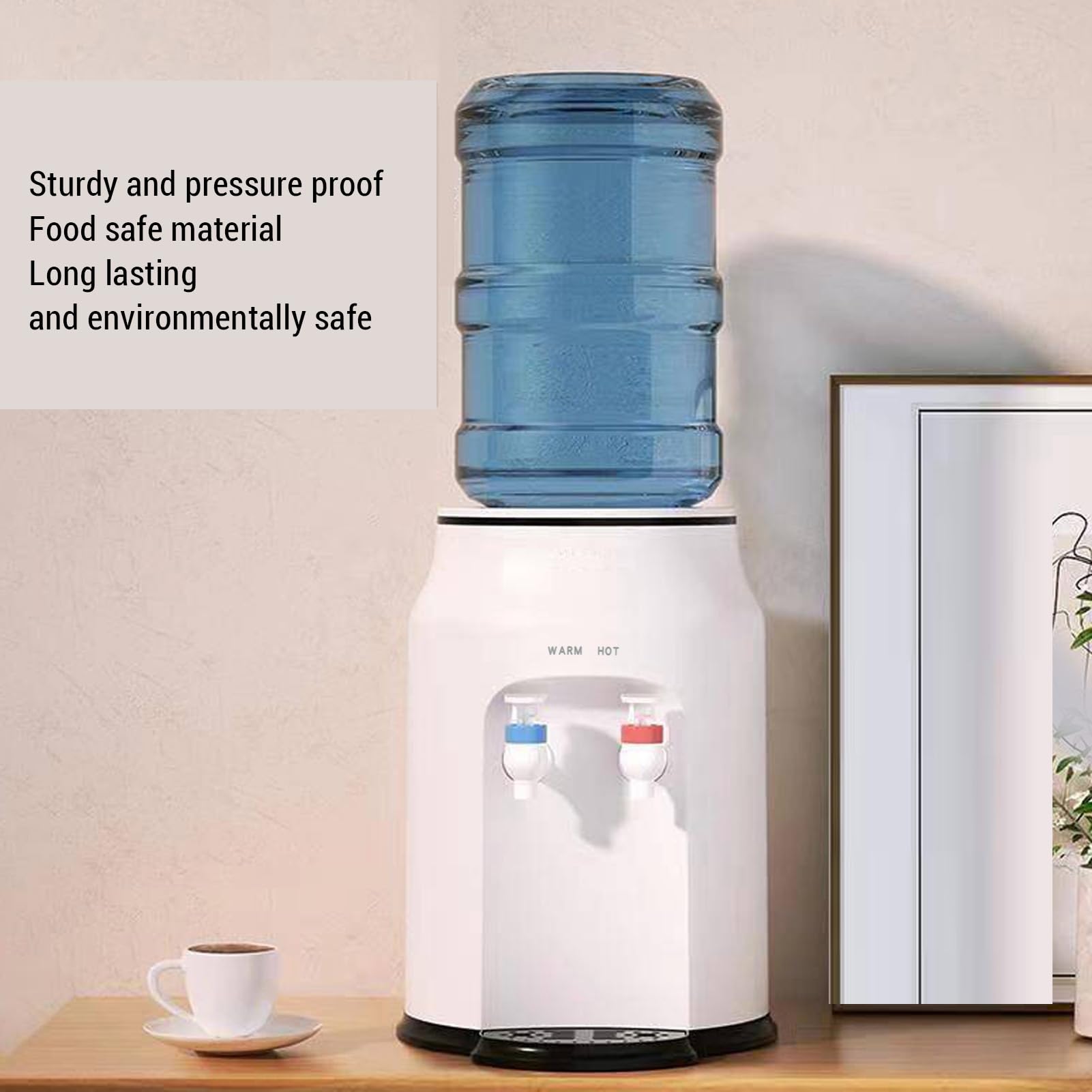 ZJchao Distributore D'acqua da Bancone, Refrigeratore D'acqua Calda a Caricamento Dall'alto per Bottiglie da 1,19 a 4,99 Galloni, Riscaldamento Rapido in 6-8 Minuti, Mantenimento (Spina europea 220 V)