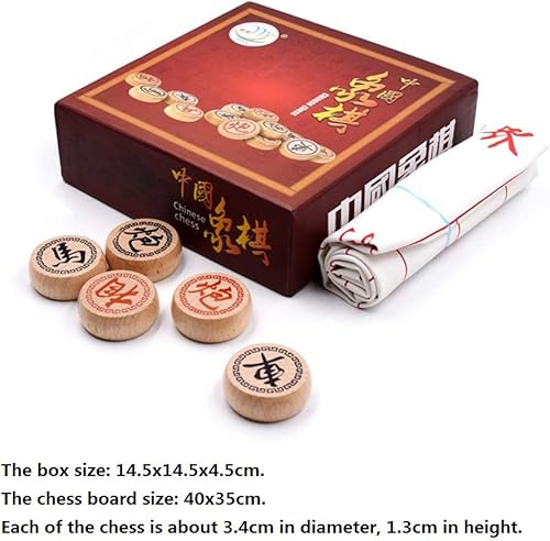 Miniatura 2 de GoodPlay Juego de ajedrez chino de madera de haya Xiangqi Juegos de viaje con tablero de ajedrez de cuero en una caja de papel duro