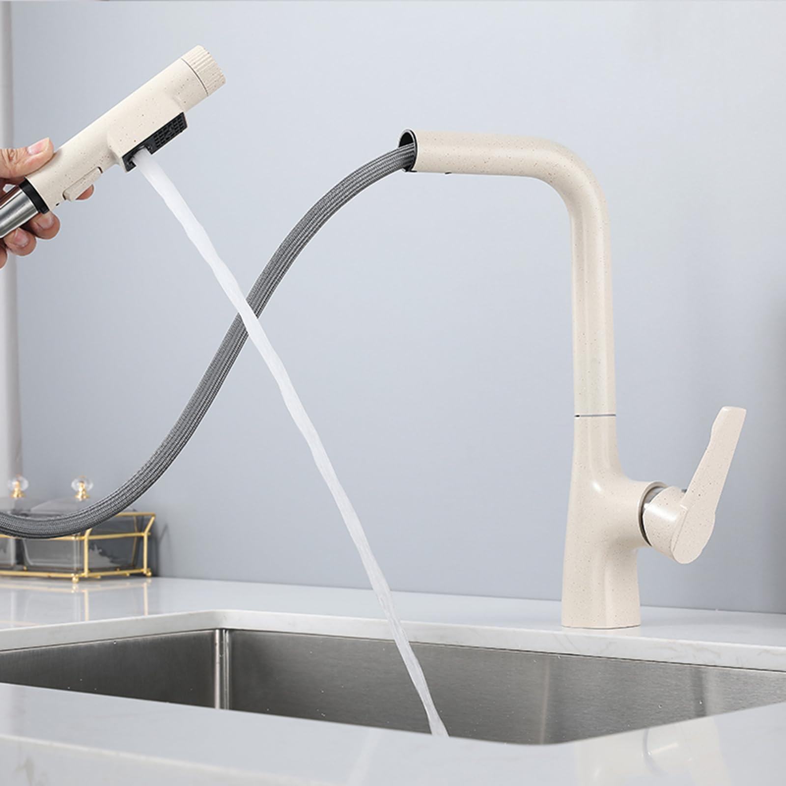 3-in-1 Kitchen Faucet with Pull-Out Sprayer, Swivel Spout for Easy Sink and Upgrades