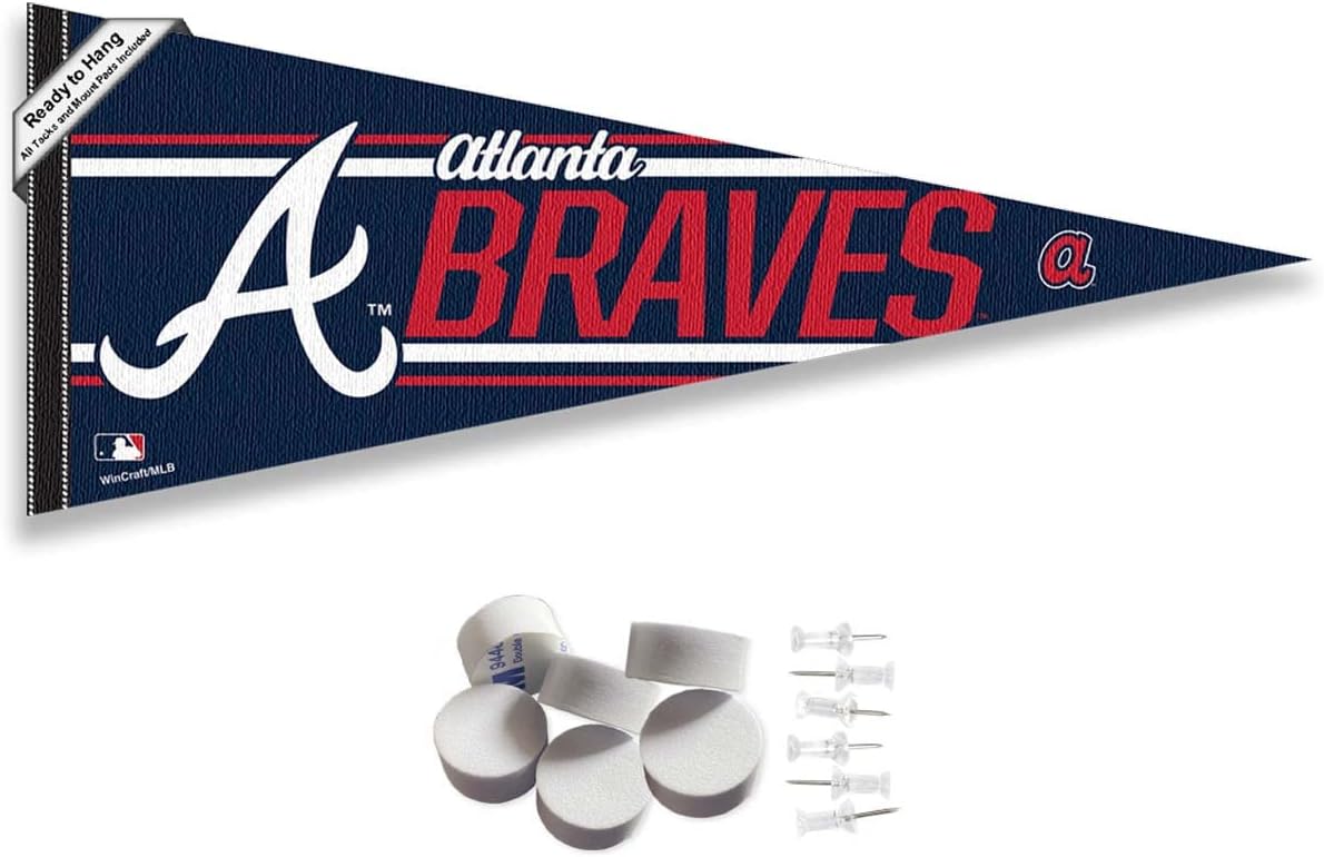 WinCraft Atlanta Braves Pennant Banner and Wall Tack Pads