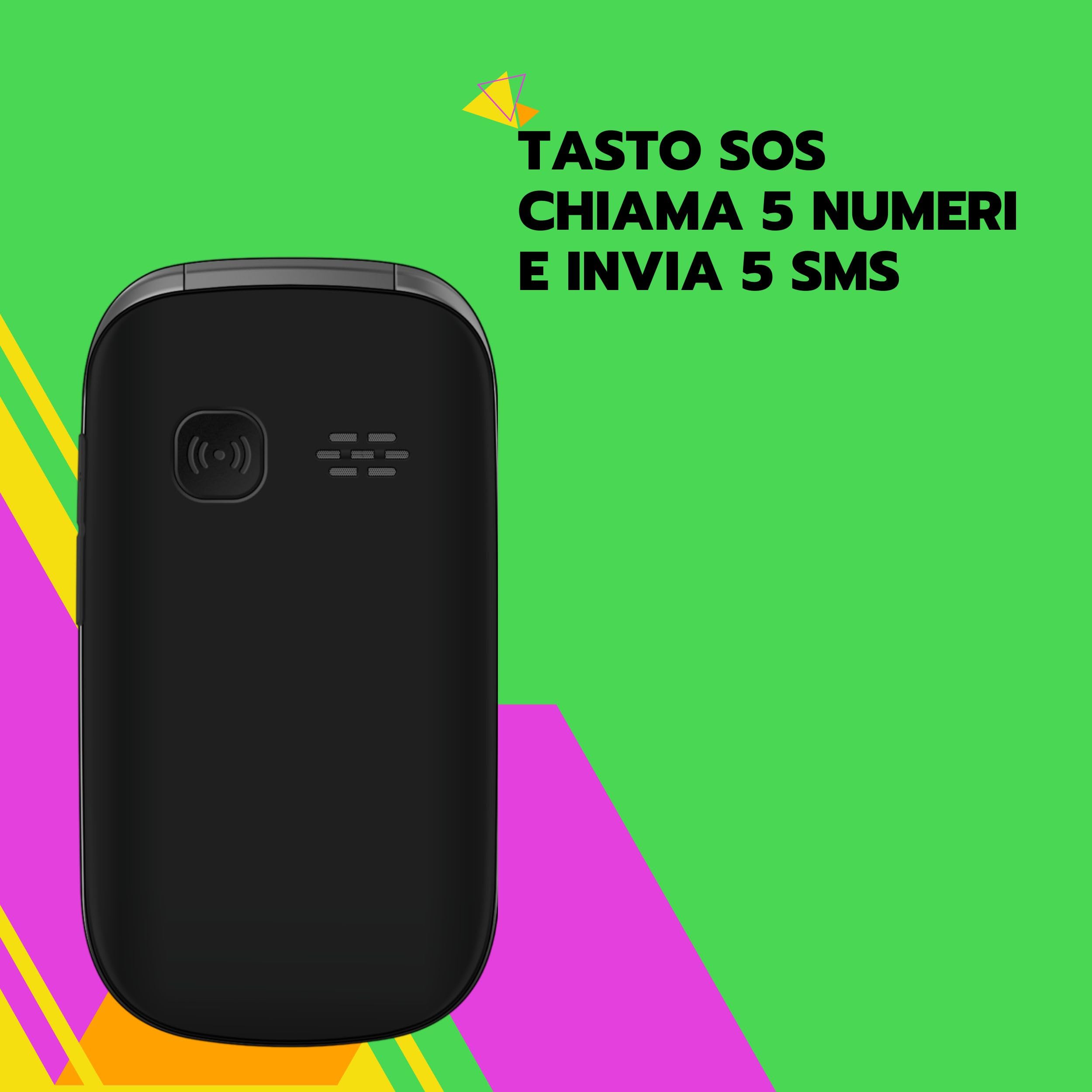 SAIET - Cellulare per Senior Facile da Usare FOCUS - Telefono per Anziani Tasti e Caratteri Grandi - Cellulare Anziani con Audio Amplificato - Nero