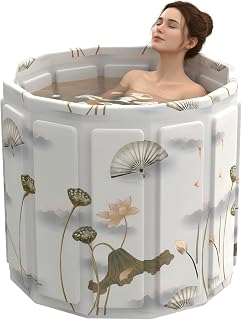 Portable Bathtub for Adult, Foldable Soaking Bathtub for Hot SPA&Ice Bath, Foldable Small Bathtub collapsible bathtub for Bathing, QuickSetup No Installation,Space-Saving Storage (Lotus, 25.9X27.5 IN)