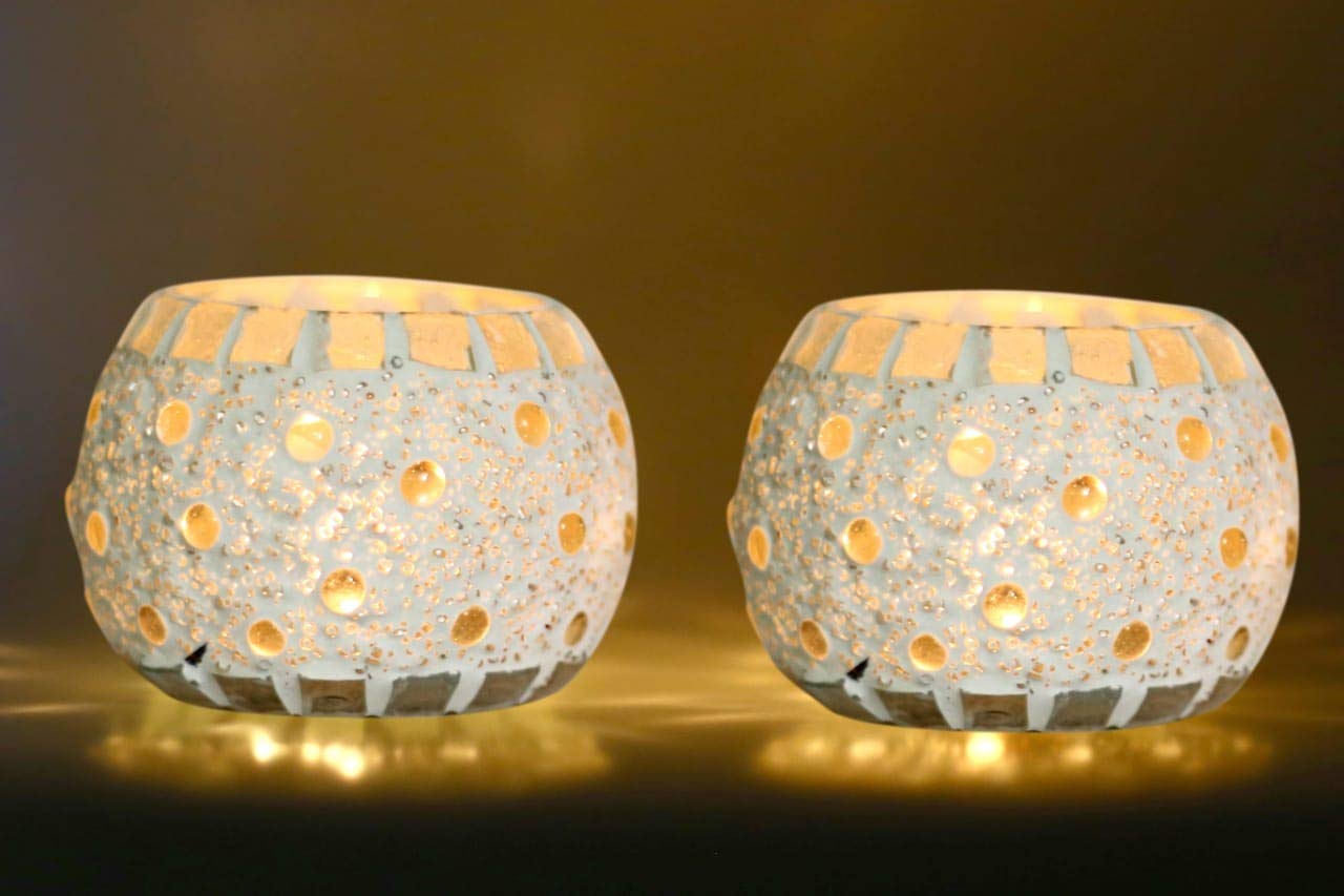Buy Craftnation Mosaic Glass Tealight Candle Holders(Pack of 2