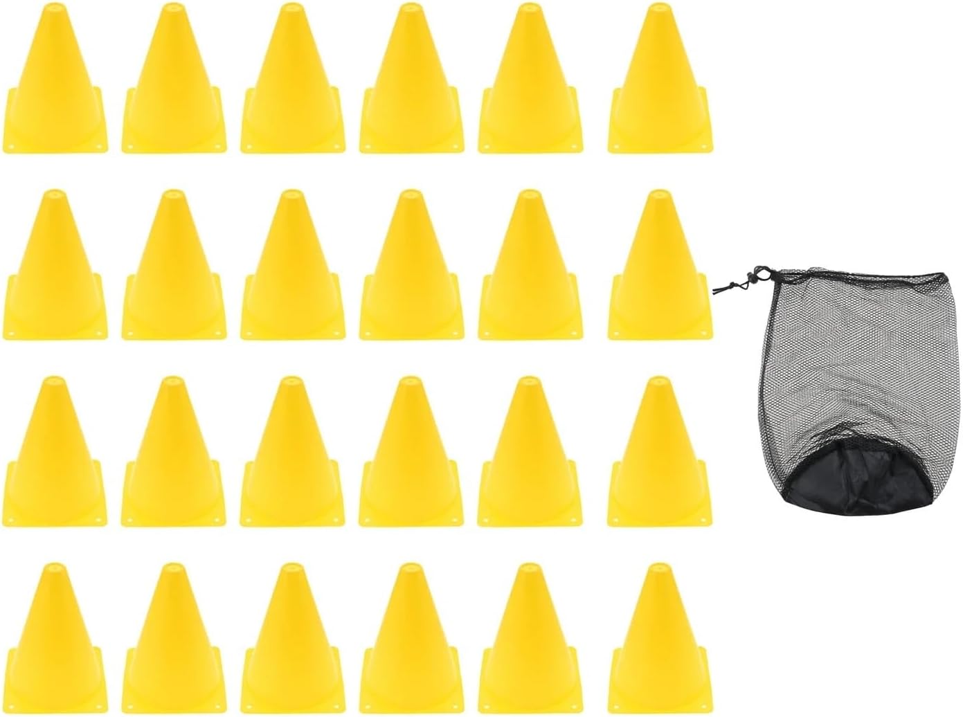 Plastic Cones 24Pcs Plastic Soccer Cones Disc with Storage Bag Traffic Football Sports Training Practice Field Marker Agility For Outdoor Indoor Games(Yellow)