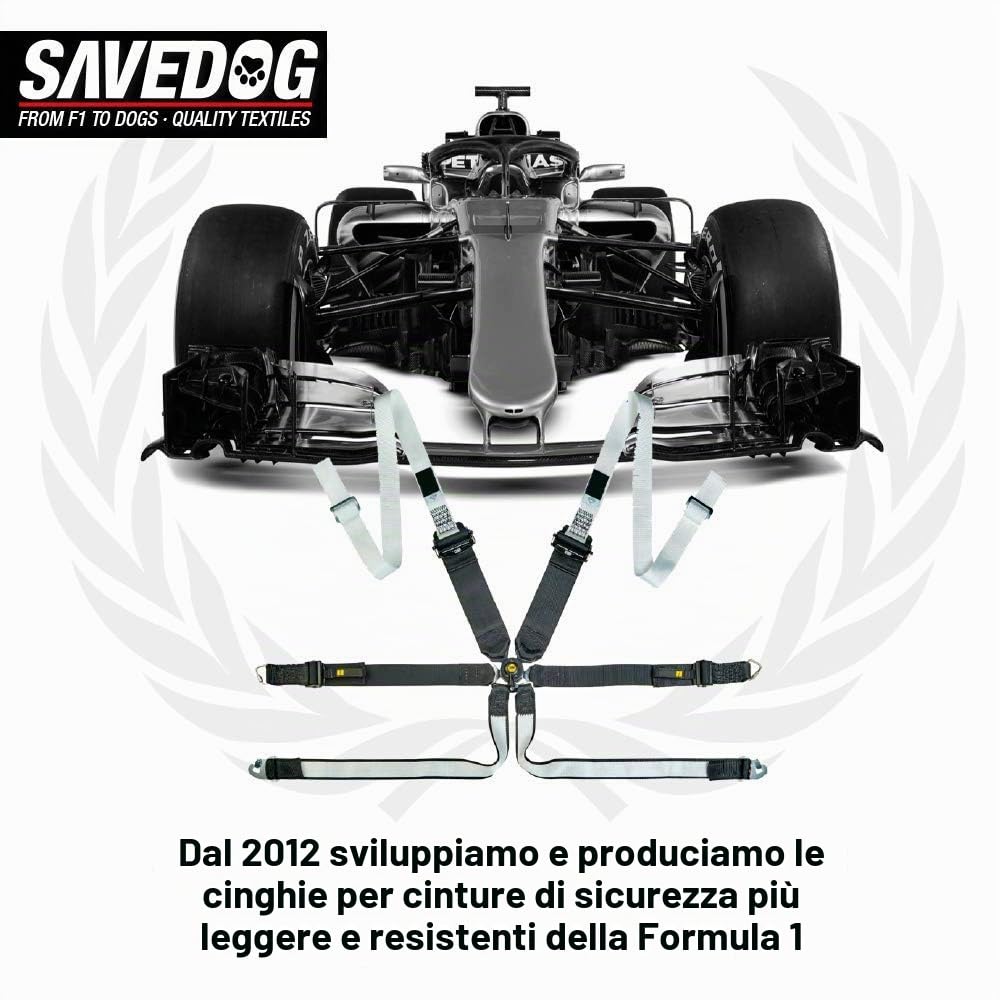 SAVEDOG Guinzaglio di sicurezza per cani e auto. La chingia più sicura sul mercato, resiste 1.000 kg Conforme alla norma ISO 27955: 2010 Rif.027172050102