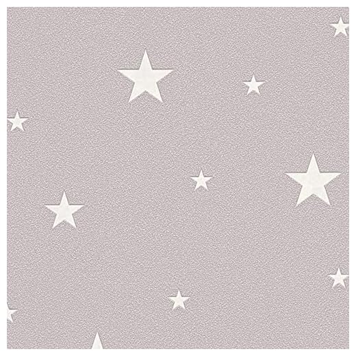 A.S. Création Day & Night Vliestapete mit Sternen 0,53 x 10,05 m – Braun, Grau – Kinderzimmer Tapete leuchtet im Dunkeln Made in Germany – 324402