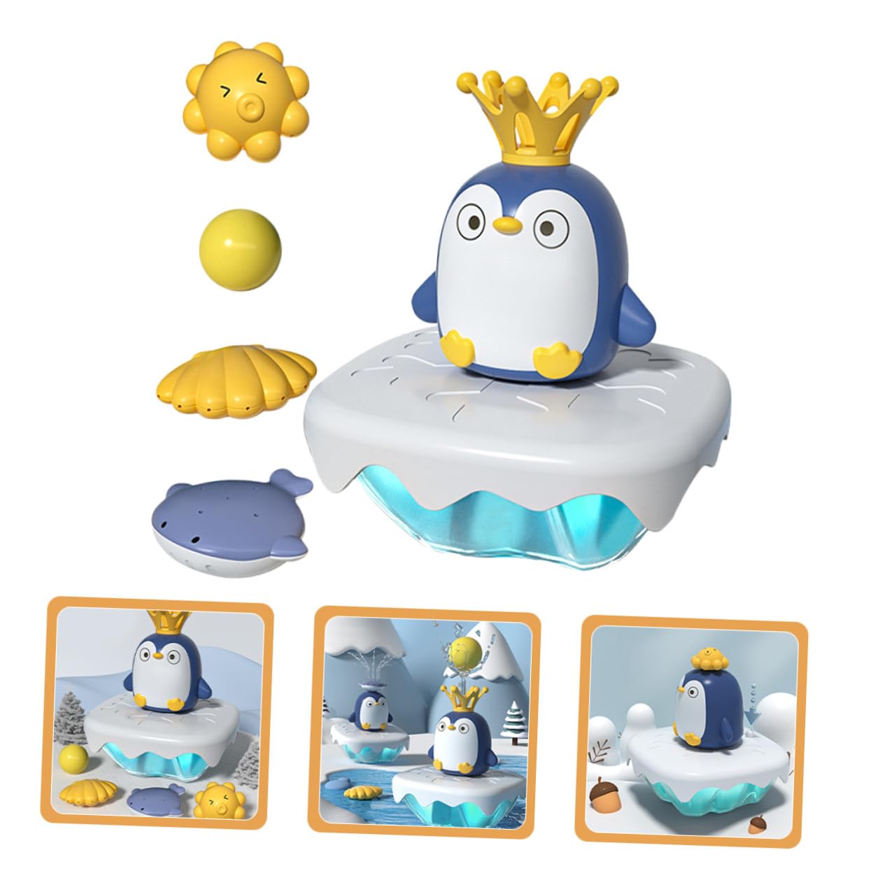 ERINGOGO Juguete De Baño Pingüino para Bebés Rociador De Agua Multifunción, Diseño Seguro y Suave, De Chorro Ajustables, Adecuado para Diversión Bañera Infantil