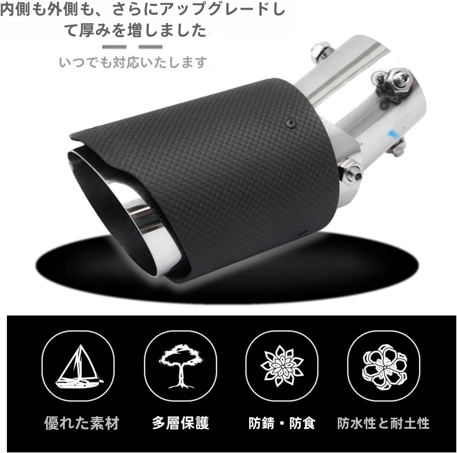 に適用ホンダ フリード Freed 2代目 GB5 GB6 GB7 GB8 H28.9～現行 車用マフラーカッター カーボン製 多方