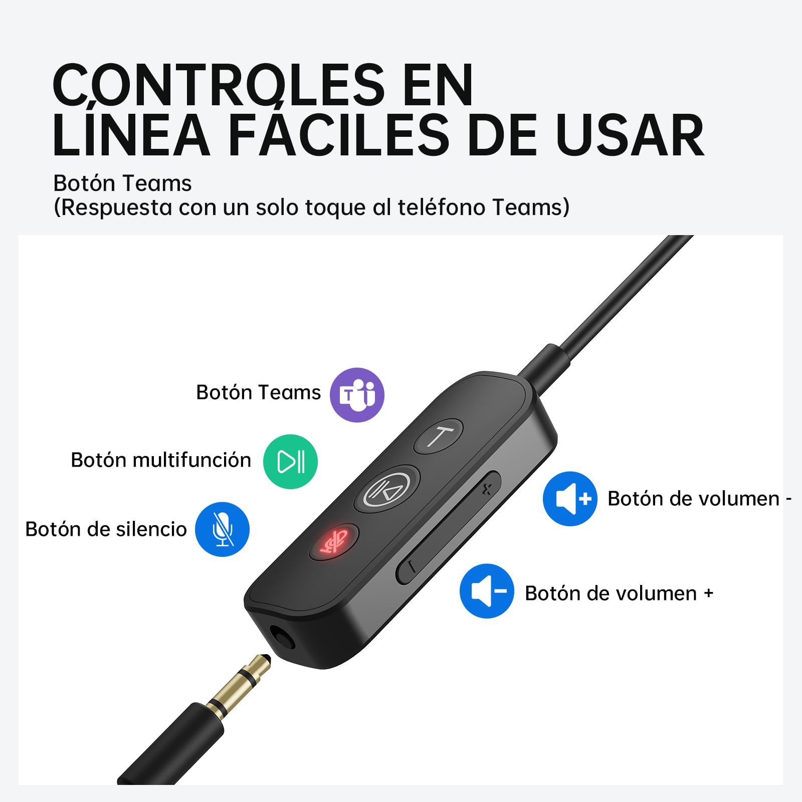 EKSA H8 Auriculares USB con micrófono,Cascos con Microfono Cancelación de Ruido,Controles en Línea, Auriculares con Cable 3.5mm/USB A+C para Centro de Llamadas/Oficina/Zoom