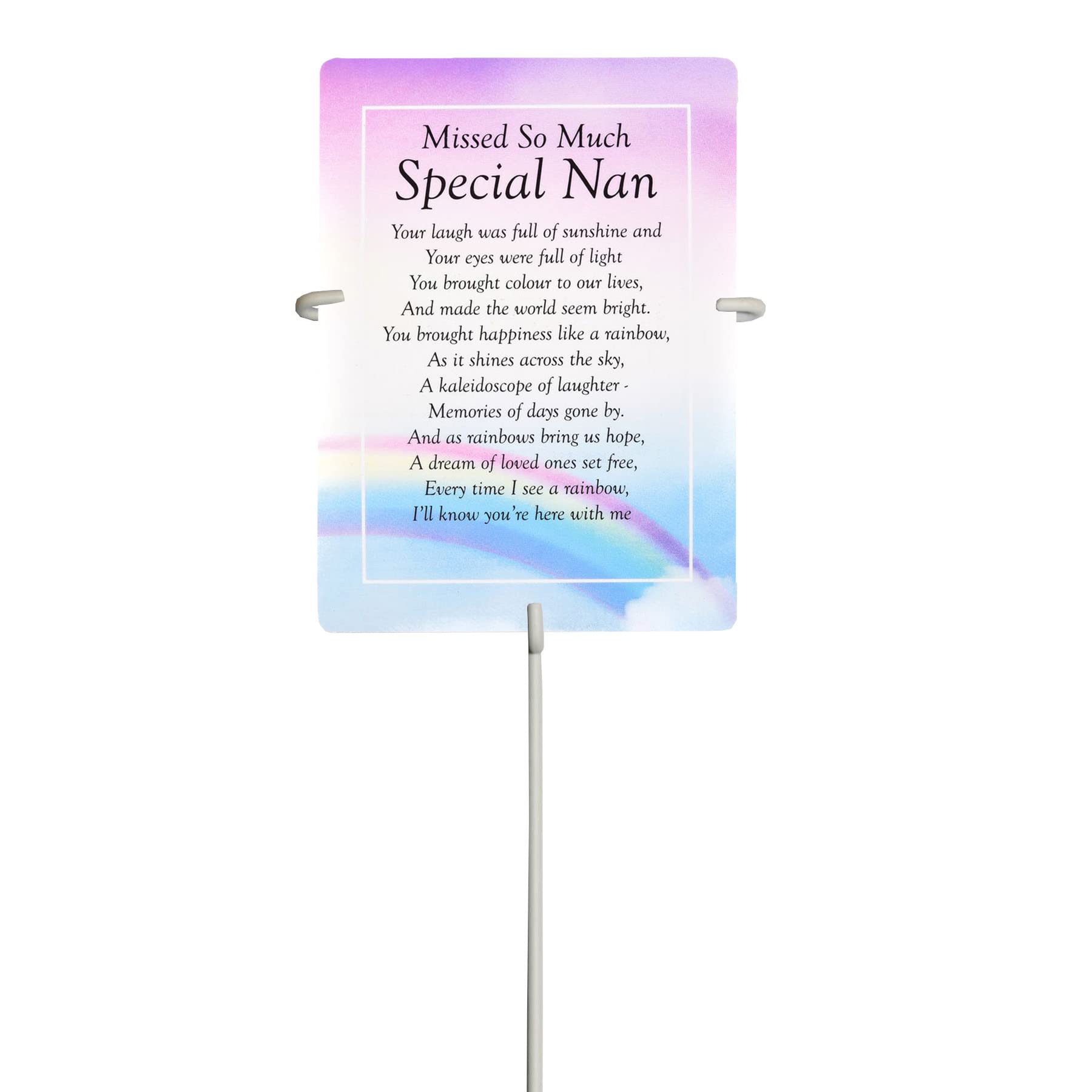 Widdle Gifts Multi Special Nan Rainbow Waterproof Graveside Memorial Card And Weatherproof 30Cm Card Holder