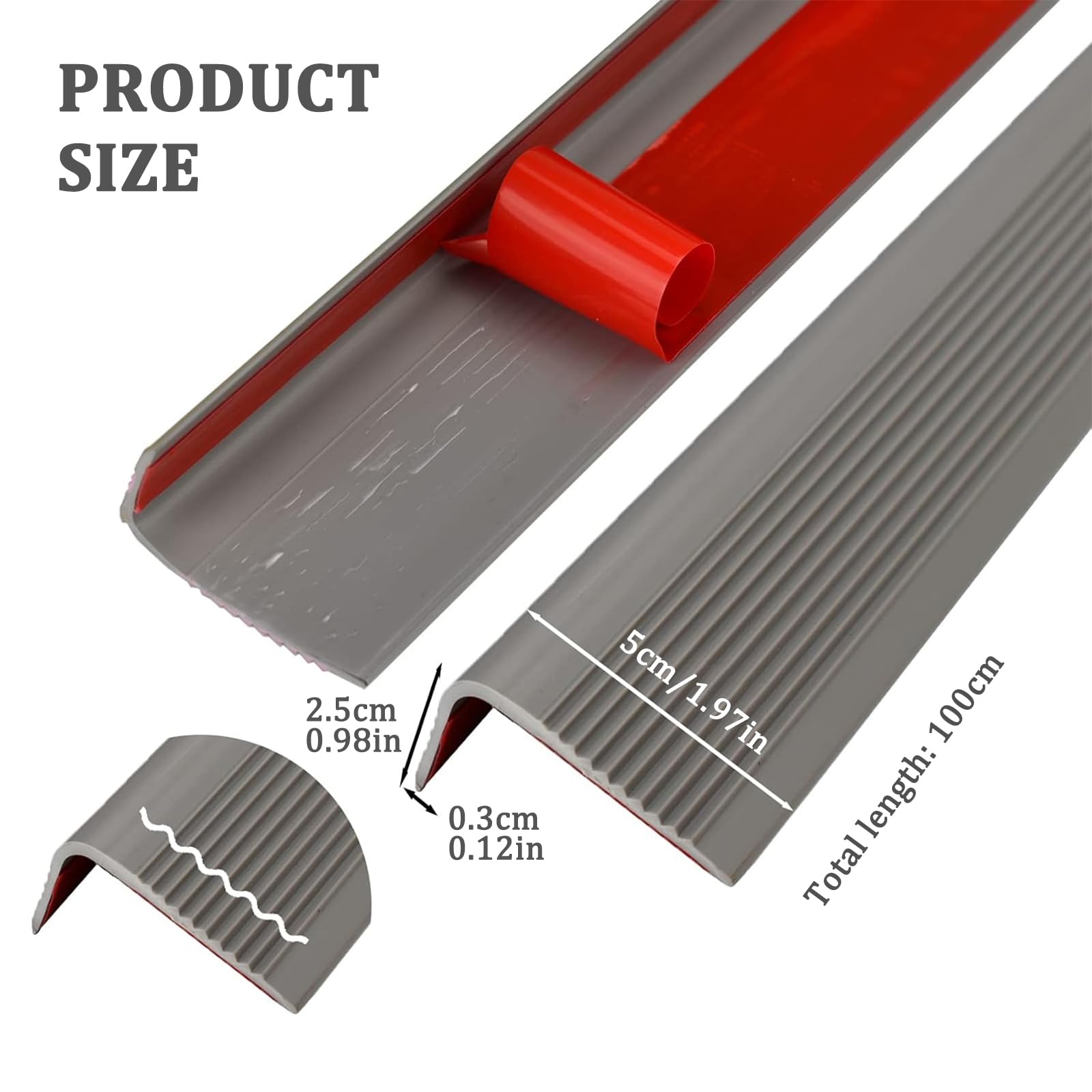 Perfil de borde de escalera autoadhesivo, autoadhesivo de borde para escaleras en Forma de L, Tiras antideslizantes para peldaños, Esquina para cantos (10 m)