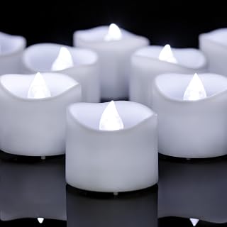 12 Pack Cool White Battery Operated LED Timer Tea Lights, Flameless Flickering Timer Tealight Candles, Electric LED Fake Votive Candles Bulk for Christmas Halloween Pumpkin Light Decorations