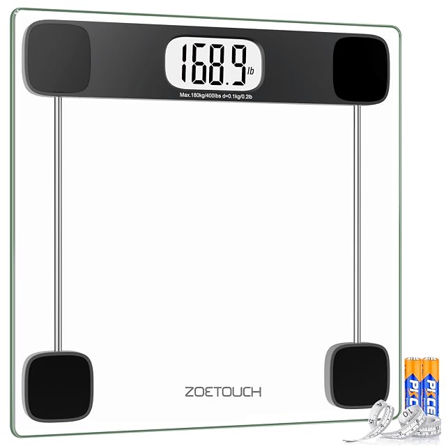 Scale for Body Weight Accurate Bathroom Scales Digital Weighing Machine for People 400lb Capacity LCD Display Step-On Technology
