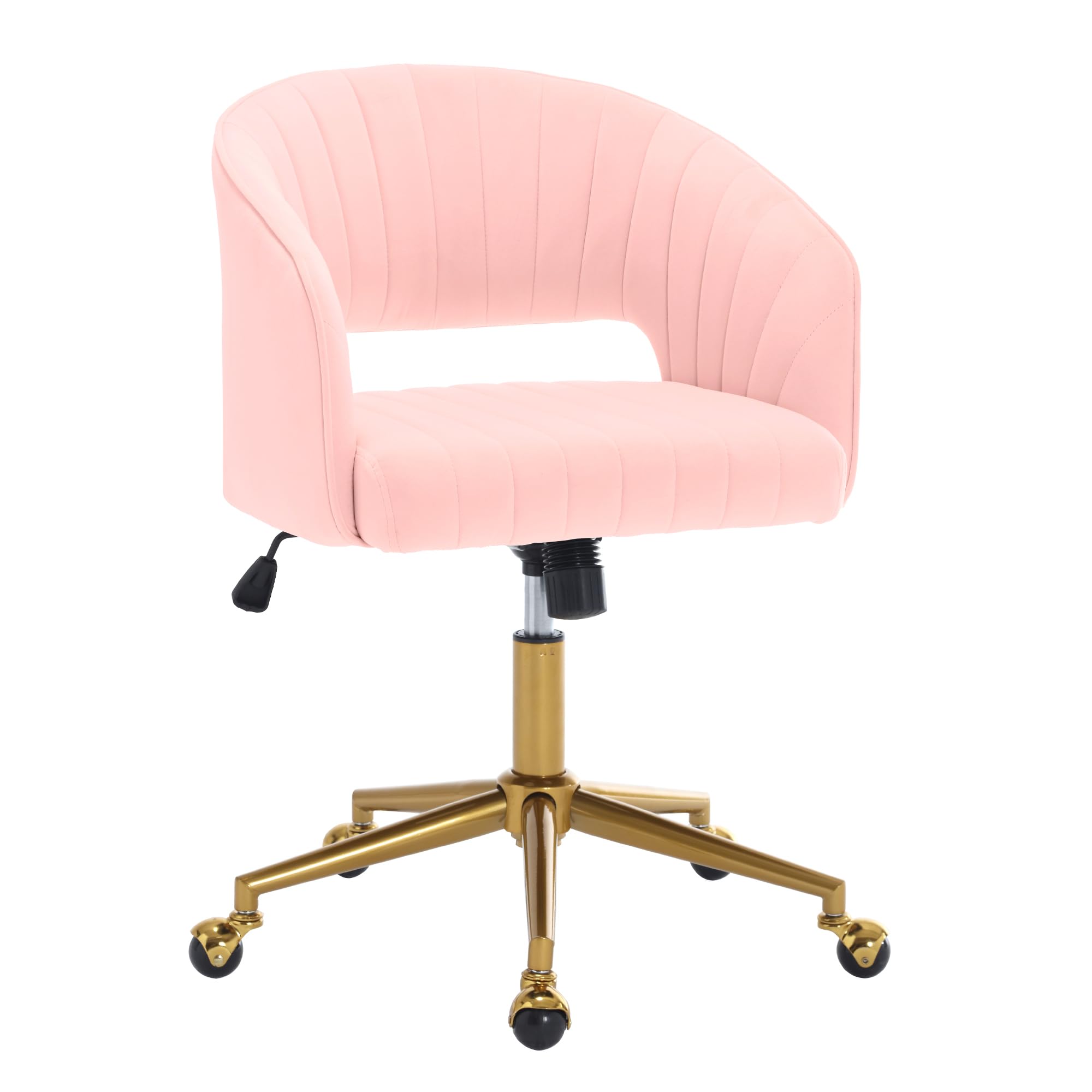 HENGJIANYI Home Office Swivel Desk Chair, Modern Velvet Vanity Chair, Height Adjustable Armchair with Gold Base, Ergonomic Office Chair for Task Study