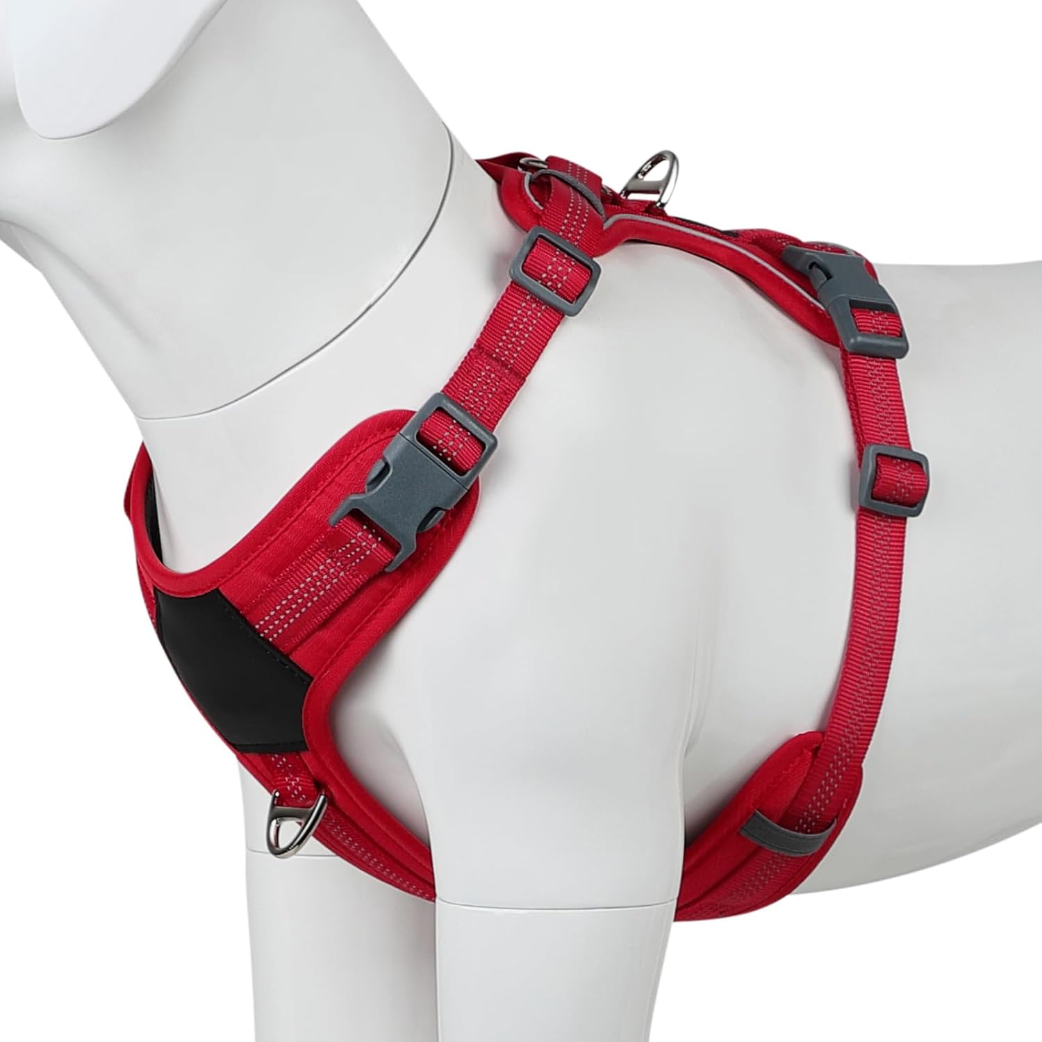 Plutus Pet No Pull Dog Harness, Release at Neck, Soft Padded, Reflective Adjustable Dog Vest Harness for Small, Medium, Large Dogs(Red, S)