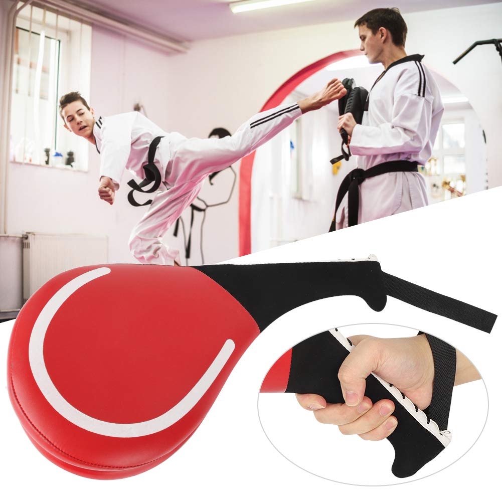BORDSTRACT Taekwondo Kick Pads, Durevole Karate Foot Kicking Target, PU Leather Double Target Blade, Striking Pads per Kickboxing Training, Arti Marziali, Boxe, Muay Thai, Hapkido(Rosso)