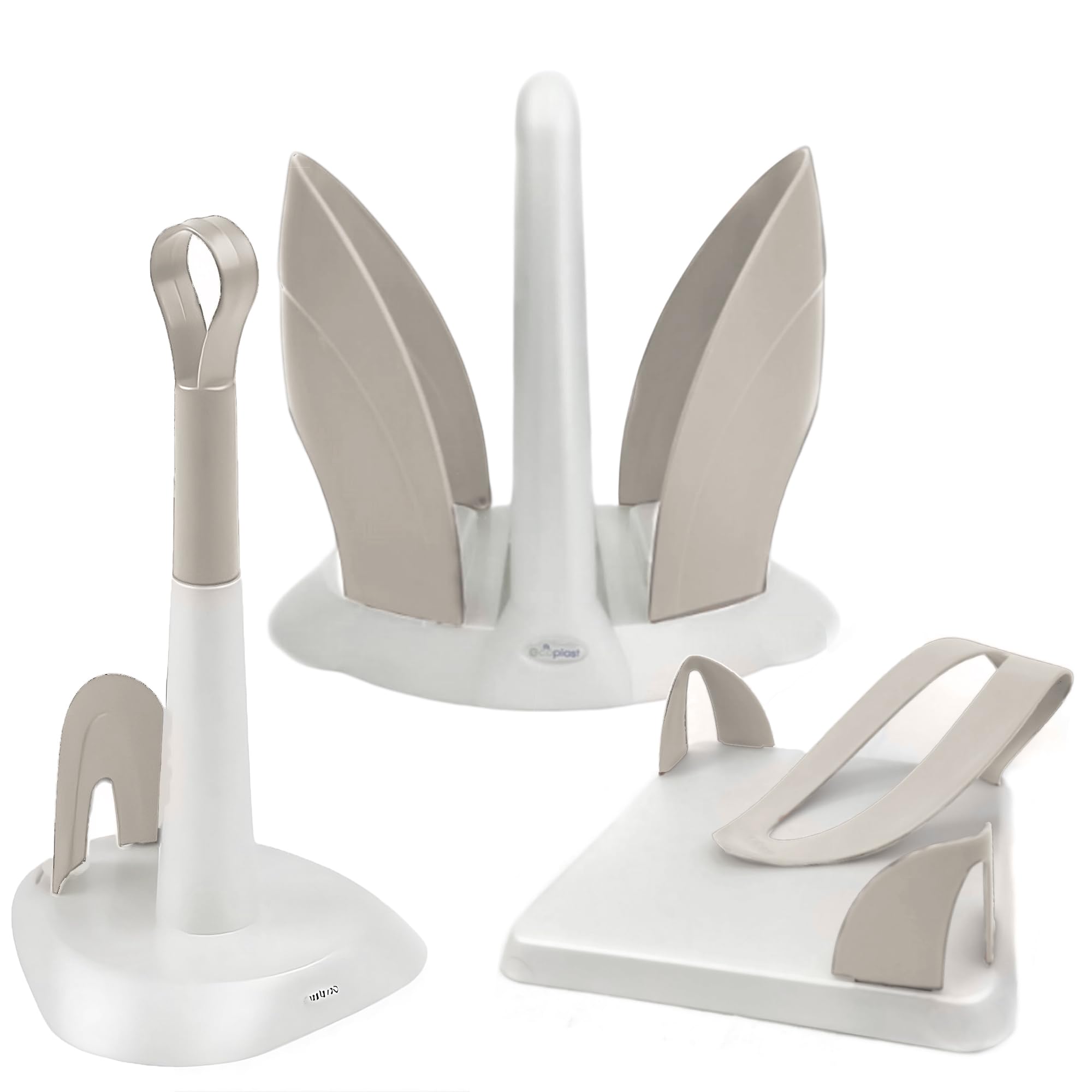 Sicignano | Set Portatovaglioli Portarotolo Portabicchieri, Plastica Riciclata, Colore Tortora – Accessori da Cucina Pratici e Salvaspazio, Organizzare Ottimizzare la Tua Cucina – Design Moderno
