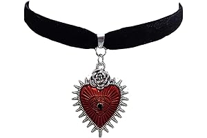 Handmade RED Gothic Heart Choker Necklace