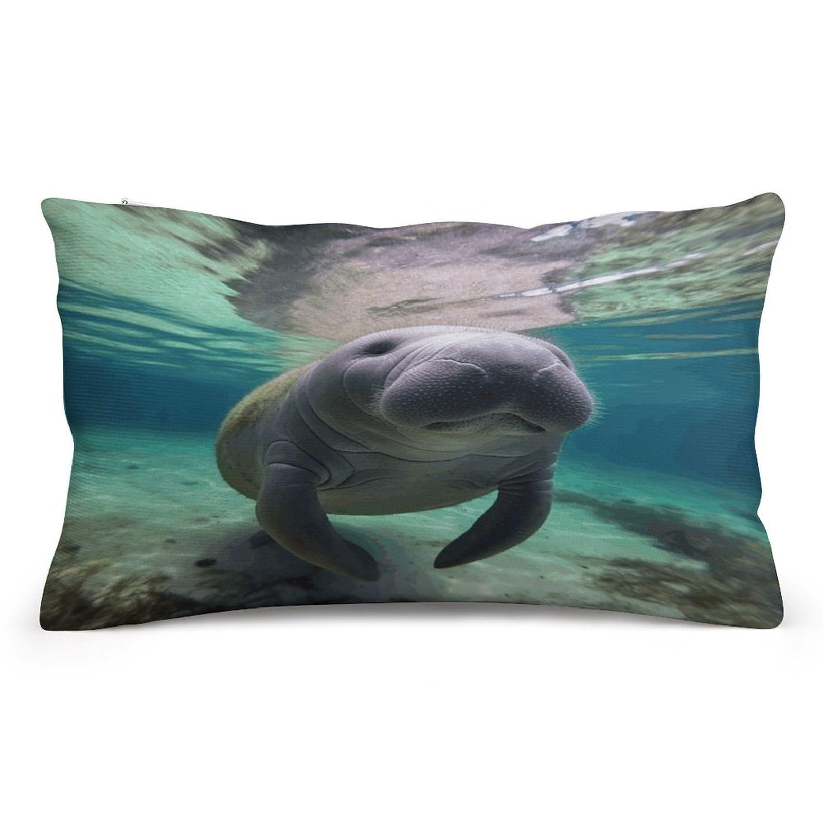 FekiLoot Cute Sea Animal Manatee Pillowcases Super Soft Cozy Lumbar Decorative Throw Pillow Covers Plush Pillow Shams with Zipper Double-Sided Decorative Pillows Shells for All Seasons