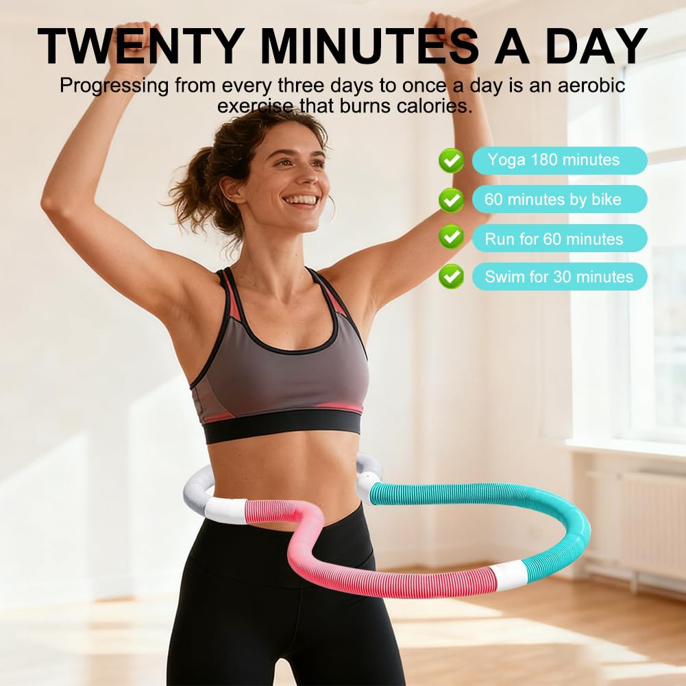 Hula Hoop per adulti, cerchio fitness ponderato, pieghevole in PVC, per la perdita di peso, con bussola per la vita e la scuola