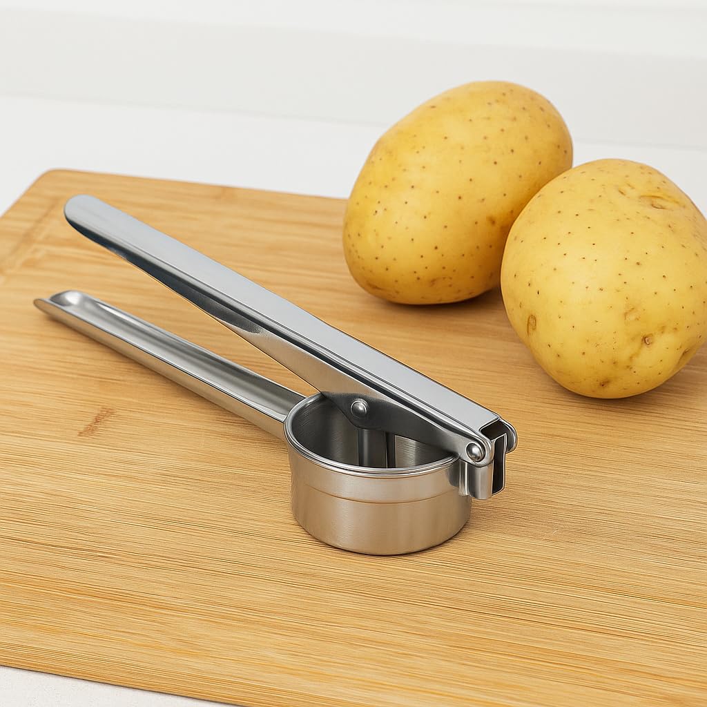 Schiacciapatate Manuale in Acciaio Inox 18/10 Passatella Professionale con Fori Ø 5 mm – Utensile Manuale Schiaccia passatelli da Cucina per Passatelli Patate Resistente Facile da Pulire