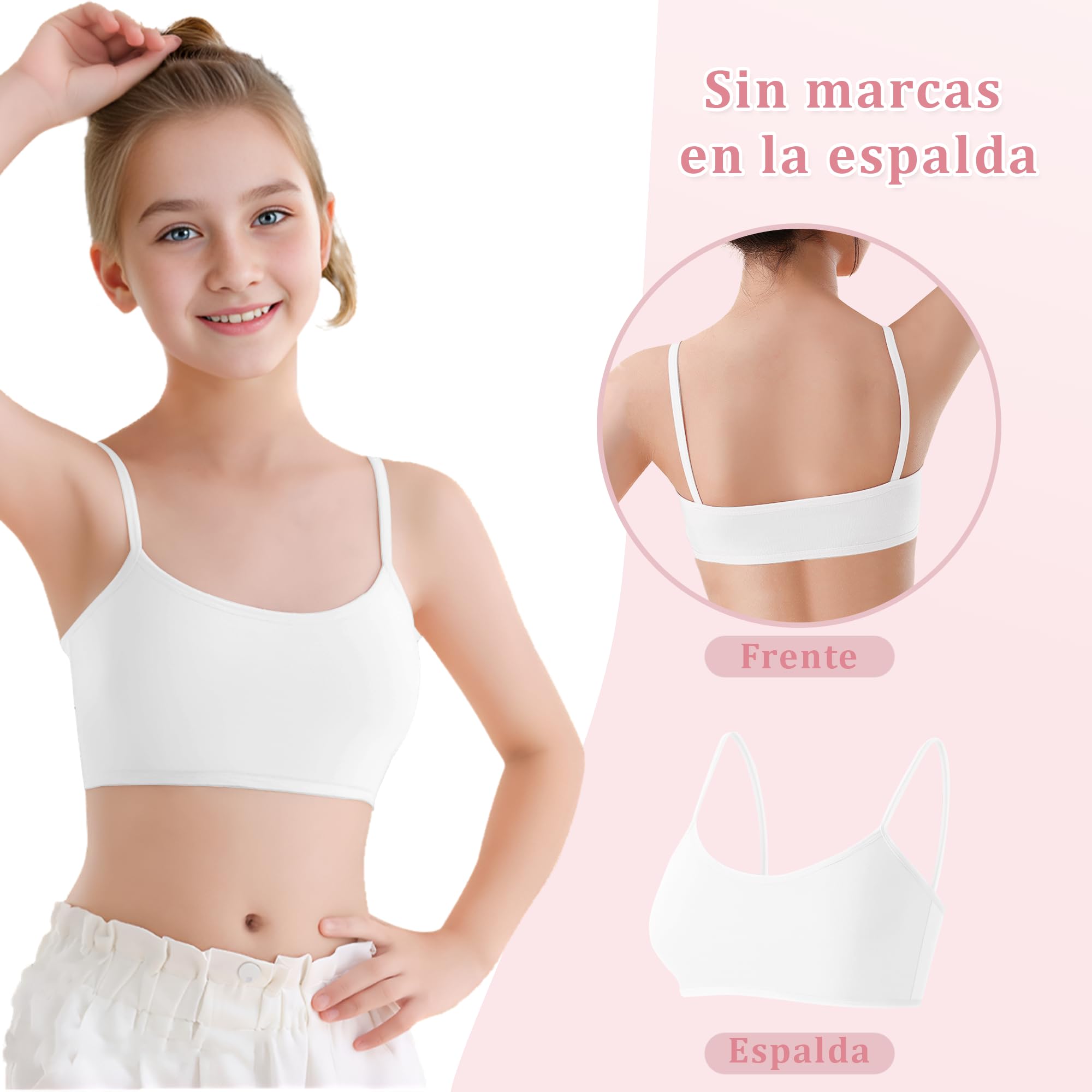 Channo Soutien-Gorge en Coton Basique pour Filles, SansAarmatures et avec Coussinets Amovibles