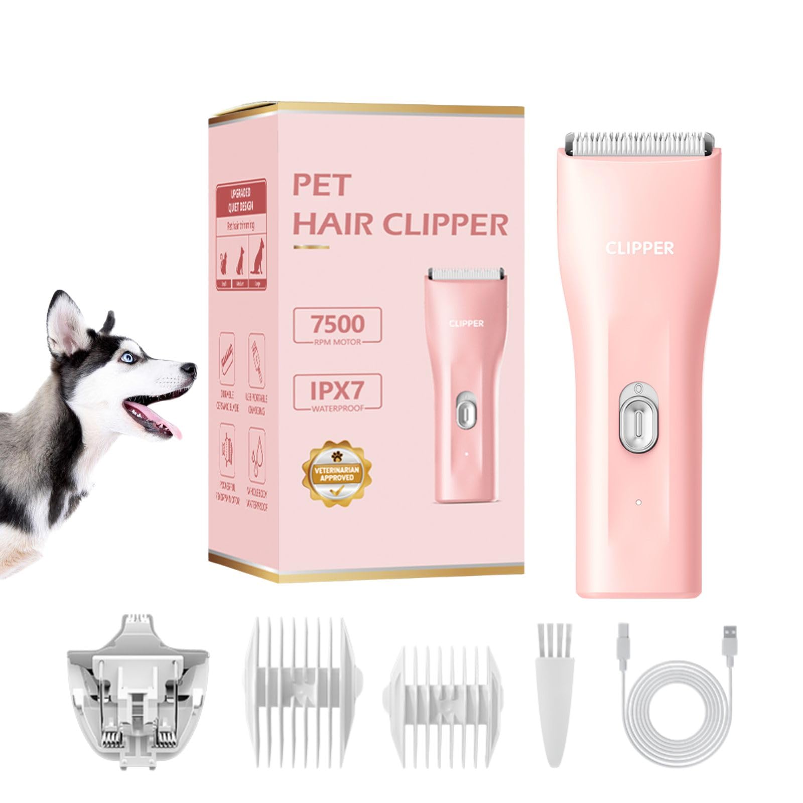 Handy & Powerful Long Lasting Pet Electric Hair Trimmer Kits Waterproof Cordless Rechargeable Grooming Shavers for Small Dogs and Cats