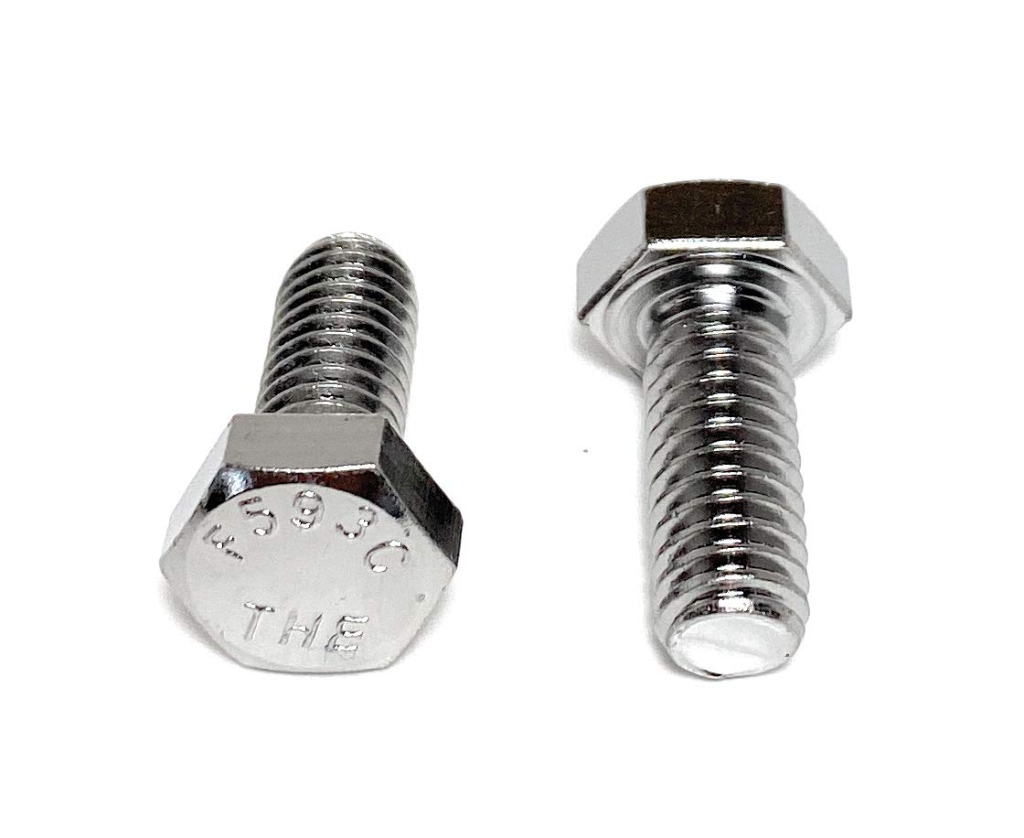 5/16-18x3/4 Chrome Stainless Steel Hex Cap Screws Chrome Hex Bolts 18-8 (UNC) Coarse Thread - (10 pcs)