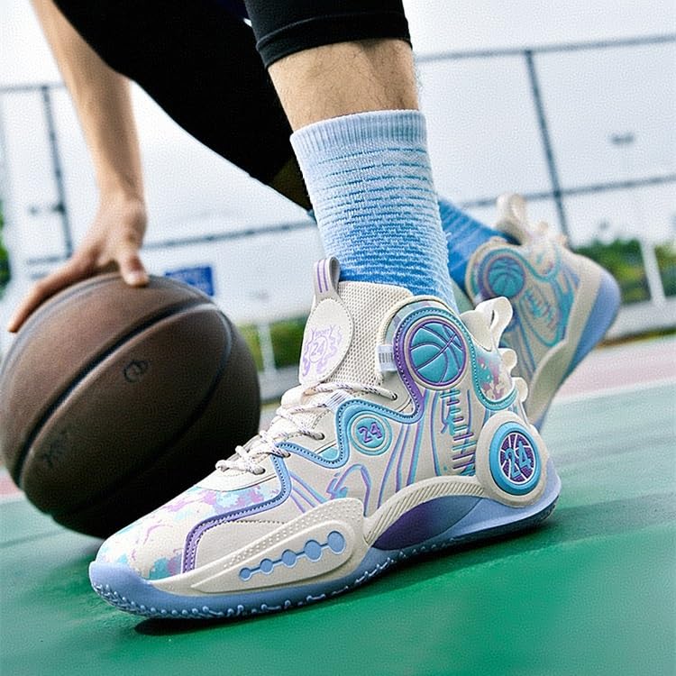Genérico Zapatillas de Baloncesto caña Alta for Hombre, Ligeras, Antideslizantes, Resistentes al Desgaste, con Agarre Amortiguador, Zapatillas Deportivas Entrenamiento Zapatos para Caminar