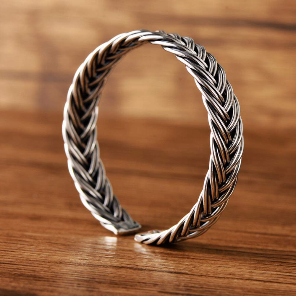 YABEME S999 Silber Armband Wikinger Altmodische Manschette Armbänder Damen Schmuck Handgewebte Personalisierte Kleidung Accessoires Mode Geschenke für Jubiläumsgeburtstage