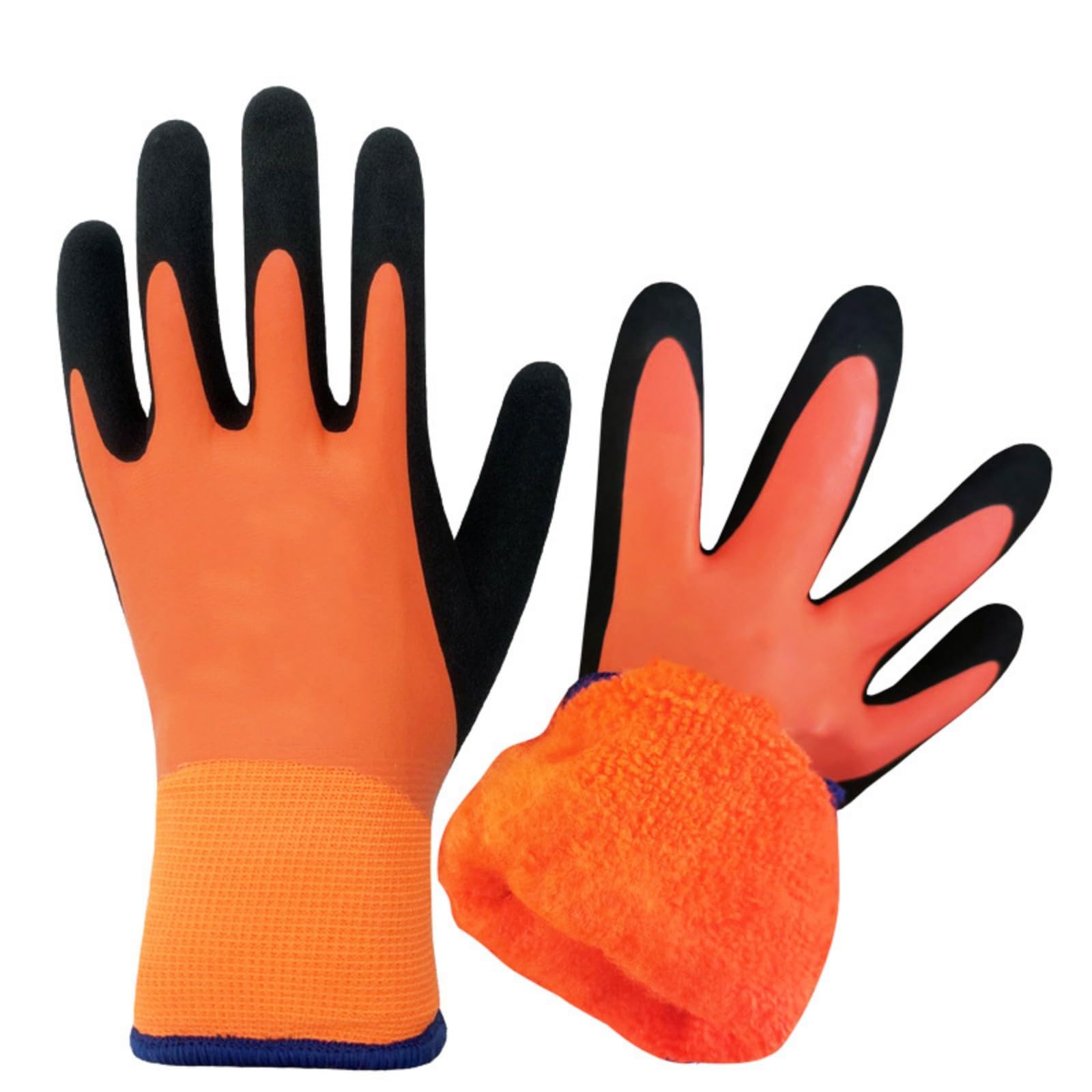 Fazvncv Thermal Work Gloves for Cold Weather Winter Outdoor Gardening Waterproof Double Latex Coated Freezer Glove for Men Women