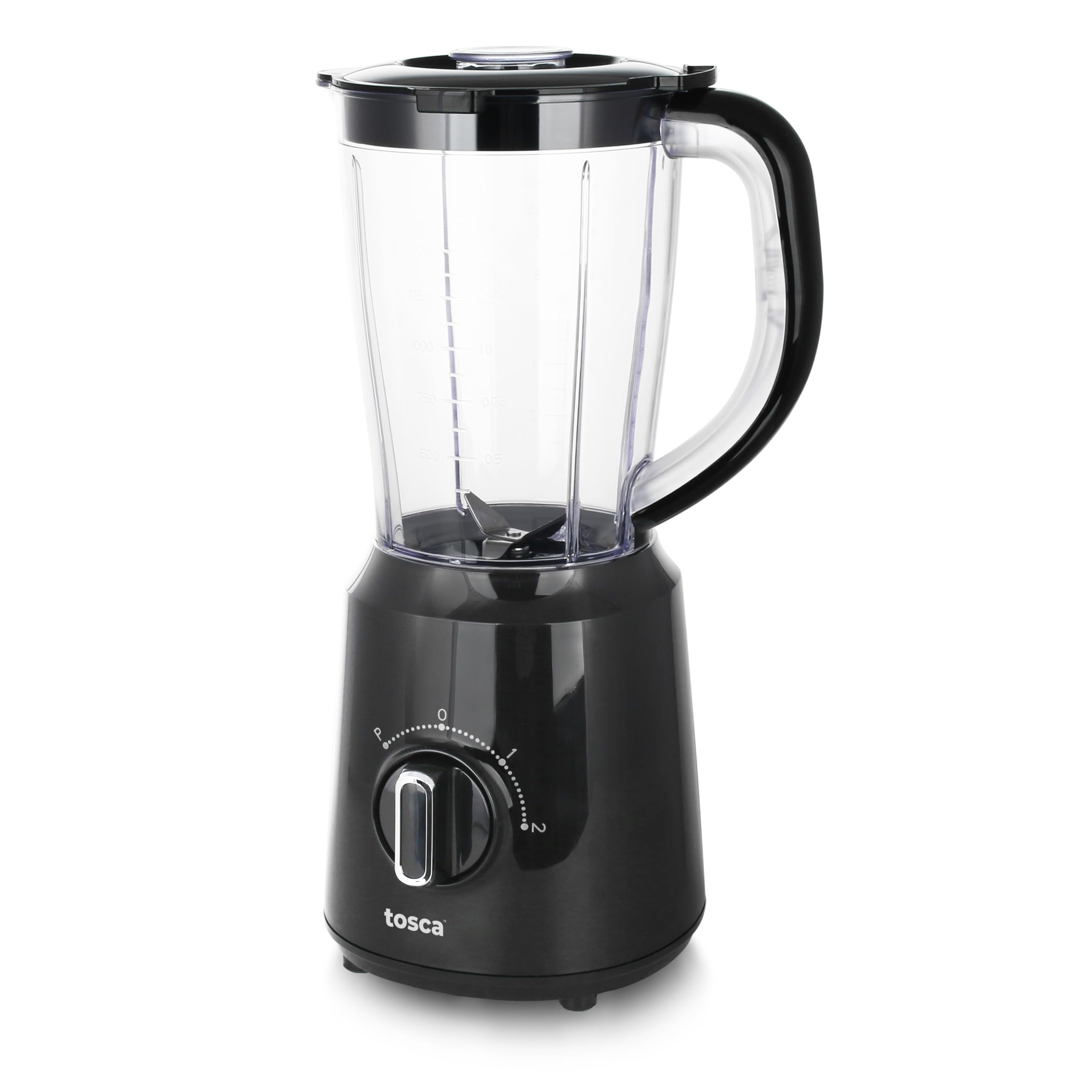 TOSCA Mikser do kubków 1,5 l do smoothies i smoothie, blender 2 prędkości i funkcja Pulse, 4 ostrza ze stali nierdzewnej, plastikowy dzbanek nadaje się do mycia w zmywarce, antypoślizgowe nóżki