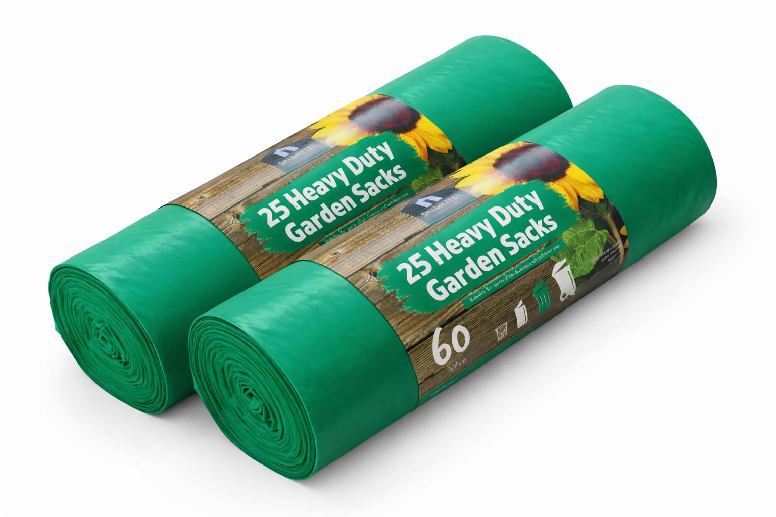 Equip247uk Green 25 Heavy Duty Garden Waste Sacks 60L Strong Rubbish Leaf Bags (2)