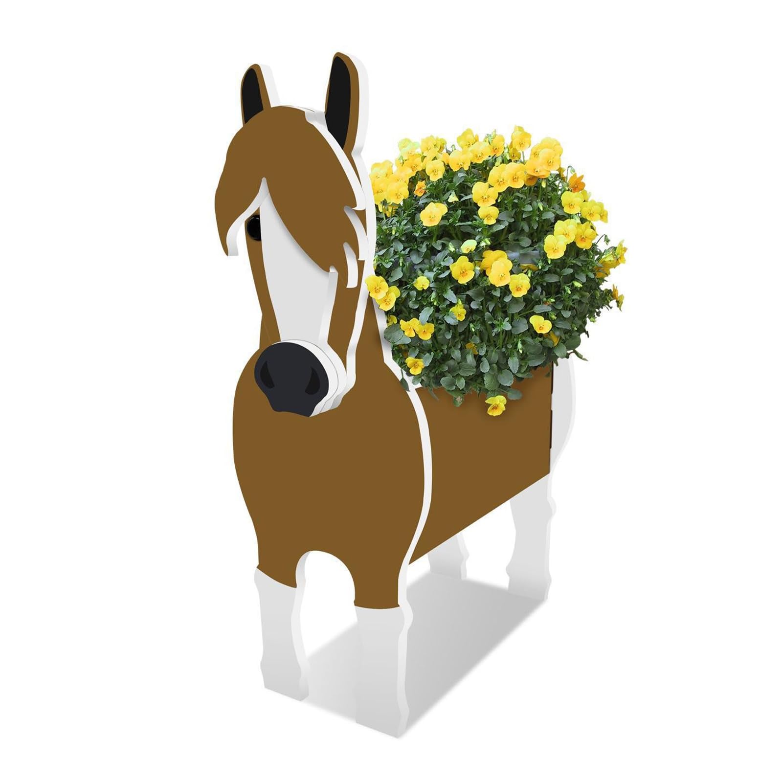 KWQBHW Cow Planter Animal Planter Pot Cow/Horse/Zebras/Goat/Sheep/Donkey Flower Pot Cute Wood Planter Plant Pot Container for Indoor Outdoor Garden Decor(Horse)