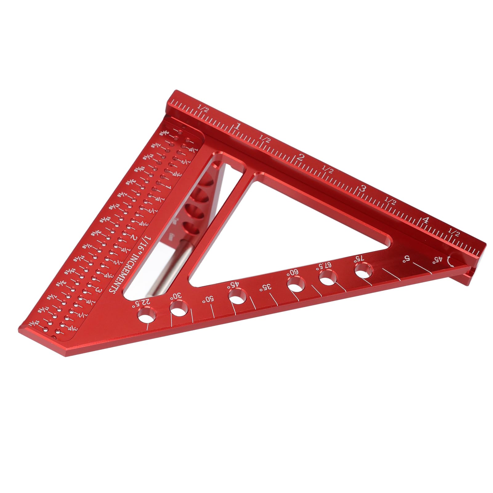 Lineal, 5-Zoll-Zimmermannswinkel aus Aluminiumlegierung, Anreißwerkzeug mit mehreren Winkeln und einem Bereich von 22,5° bis 90°