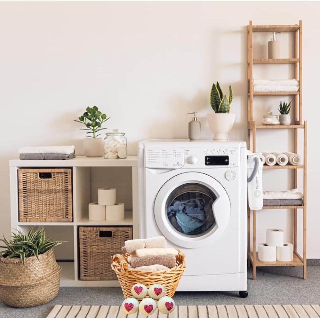 Dryer Balls Red Heart Natural Wool Reusable Eco-Friendly 6-Pack XL Premium All Natural Reduces Wrinkles Saves Drying Time Chemical Free Alternative to Dryer Sheets and Fabric Softener