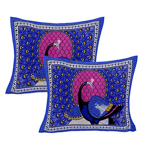 Image of RajasthaniKart Pure 100% Cotton Double Bed Sheet with 2 Pillow Covers (Bedsheet for Double Bed Cotton, Blue More Jaipuri, King Size,732)