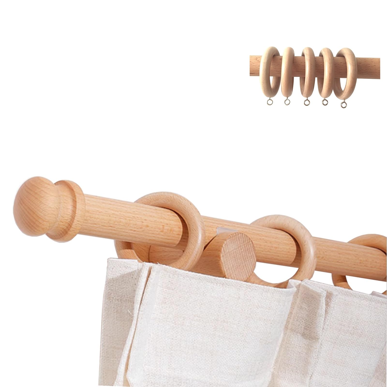 Tringle à rideaux moderne en bois de 120 cm – Tringle à rideaux élégante pour intérieur/extérieur, finition texturée, solution parfaite de décoration d'intérieur pour rideaux et rideaux