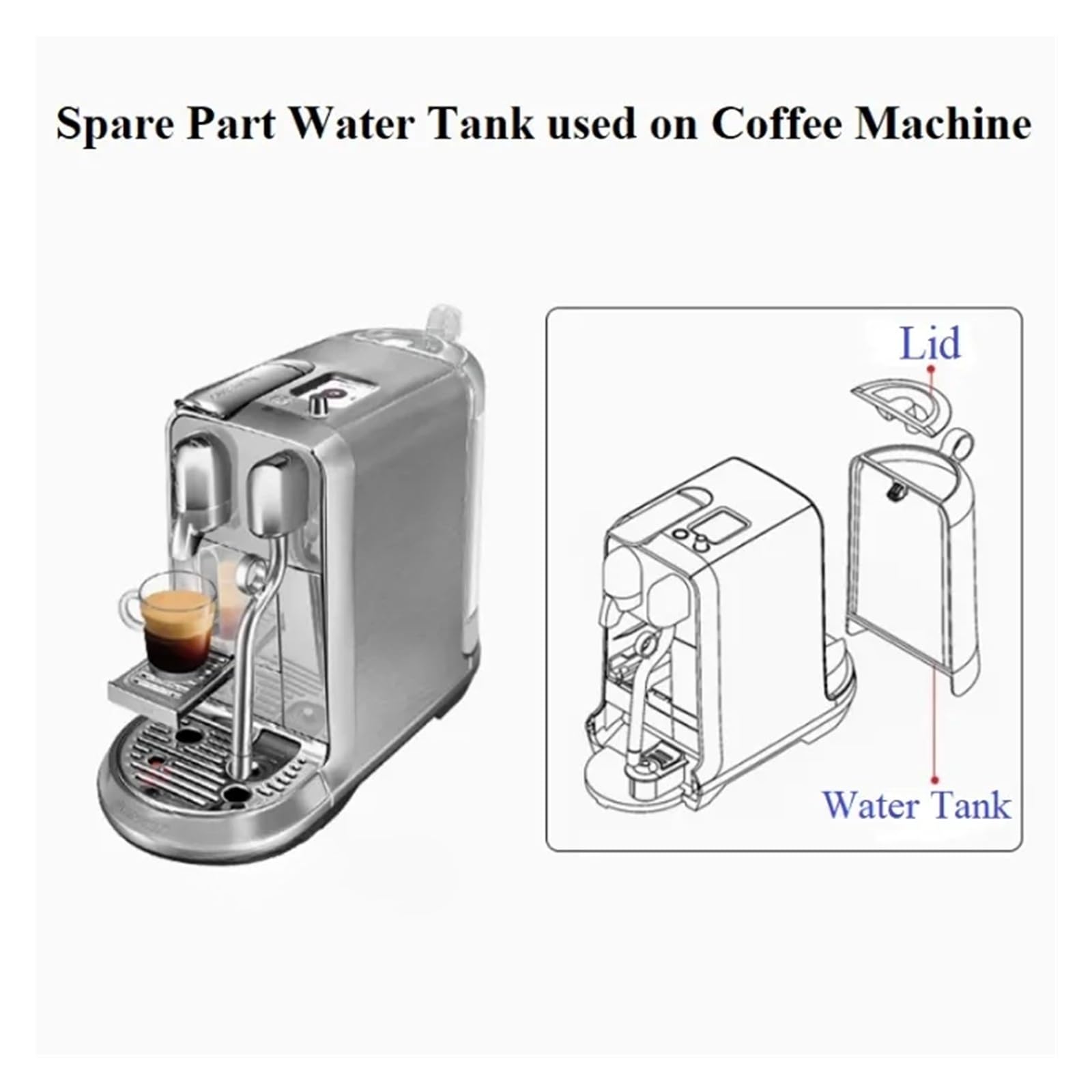 Tanque De Agua for Máquina De Café En Cápsulas, Compatible Con NESPRESSO, Compatible Con Creatista, Además De Accesorios De Repuesto J520