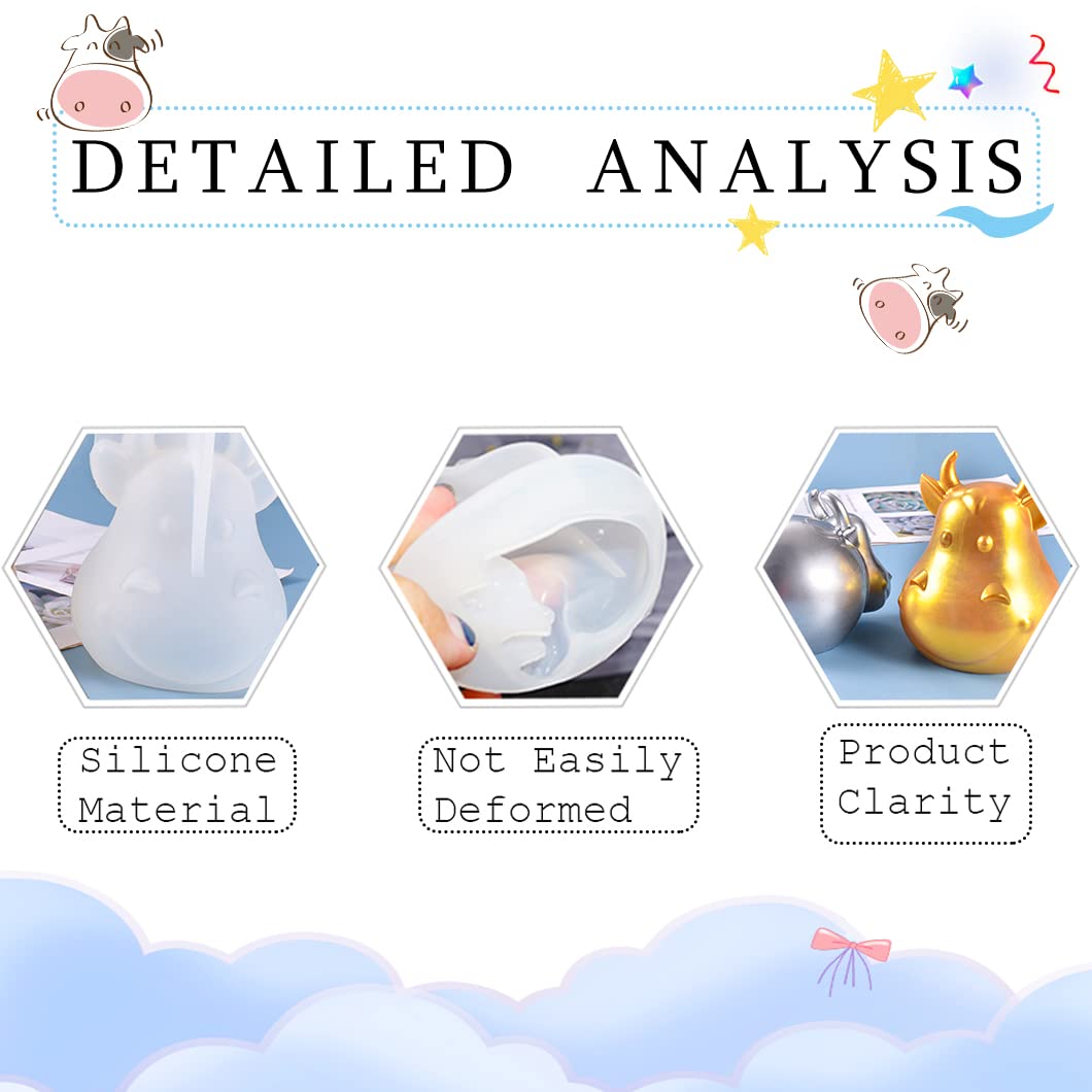Rolin Roly 2Pcs Resin Cattle Moulds Animal Epoxy Mould 3D Calf Jewelry Silicone Mold Keychain Pendant Casting Molds DIY for Handmade Craft Making Home Decoration - Image 4