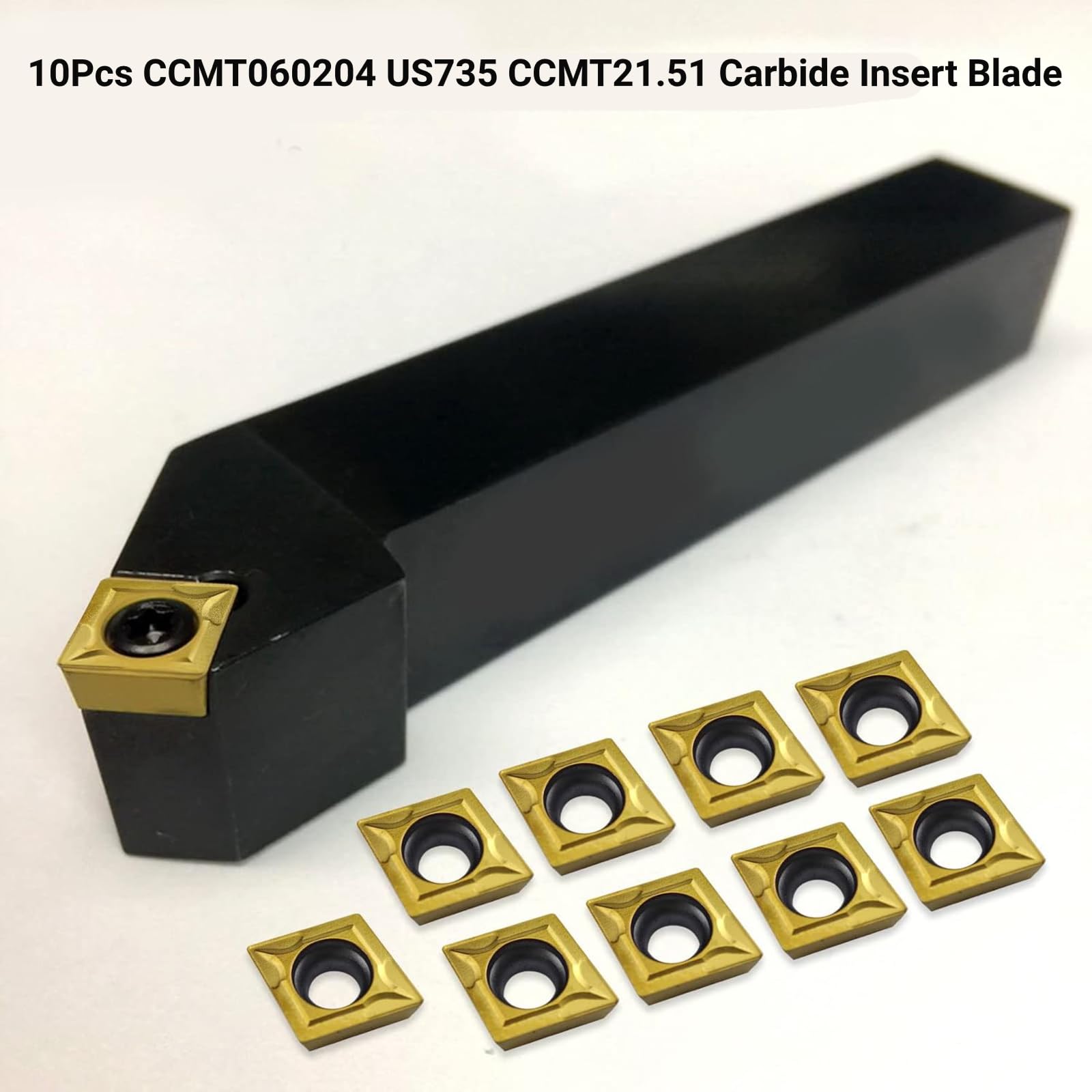 CNC nóż z twardego metalu, płytki do dłut tokarskich, 10 sztuk CCMT060204 US735 CCMT21.51 ostrze z twardego metalu