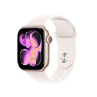 Apple Watch Series 11 GPS, Cassa 42 mm in alluminio color oro rosa con Cinturino Sport rosa fard
