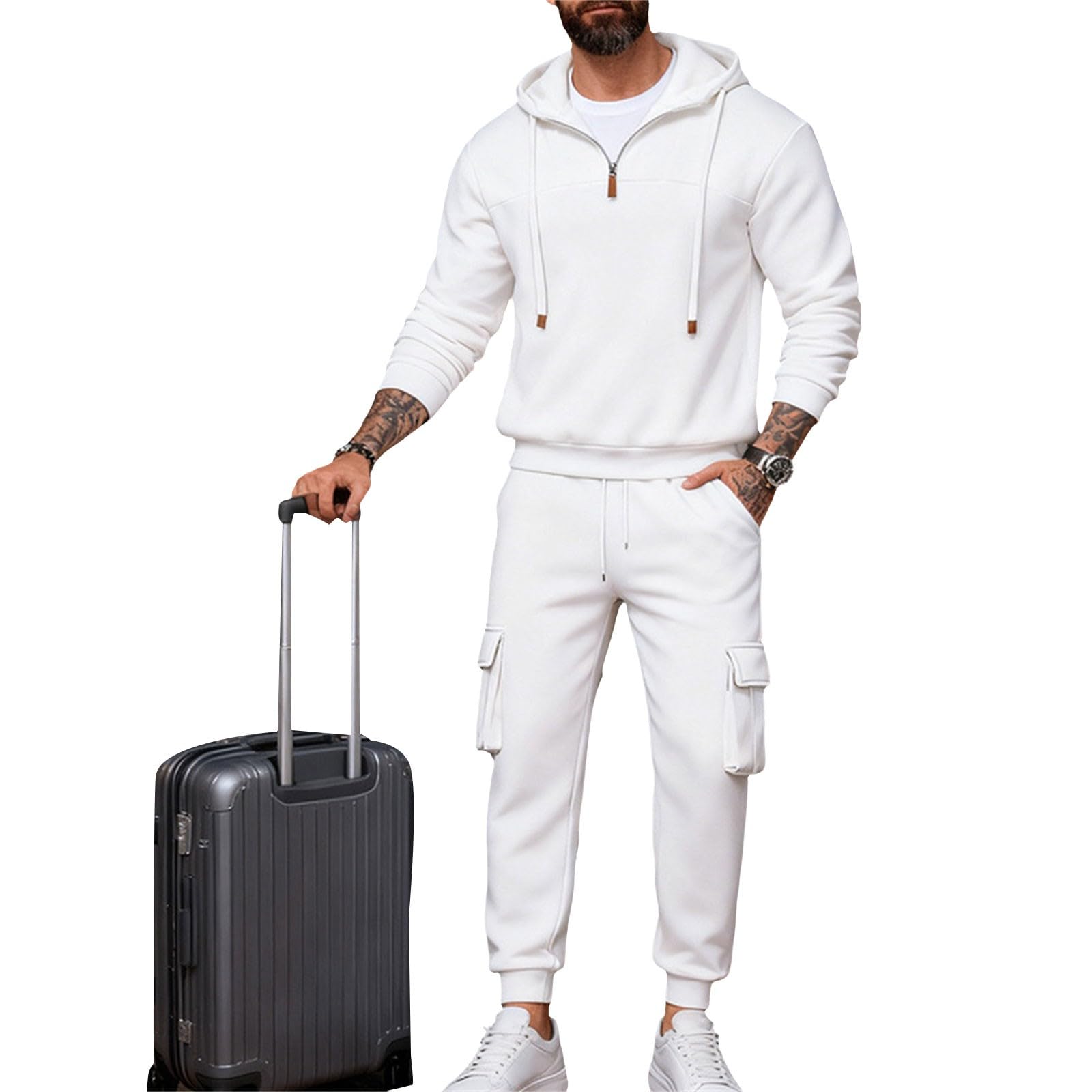 Trainingsanzug für Herren, Kapuzen-Sweatshirt und Hose, Jogging-Set