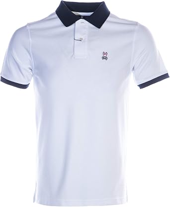 Amazon.com: Psycho Bunny Contrasting Collar Polo Shirt in White \u0026 Navy :  Ropa, Zapatos y Joyería
