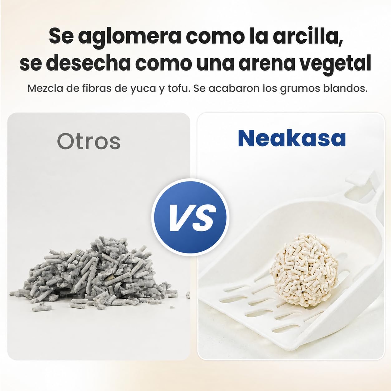 Neakasa Arena para Gatos de Mandioca y Tofu, aglomerante, Control de olores, Ingredientes Naturales Vegetales, Ultra Absorbente y Secado rápido, bajo Polvo