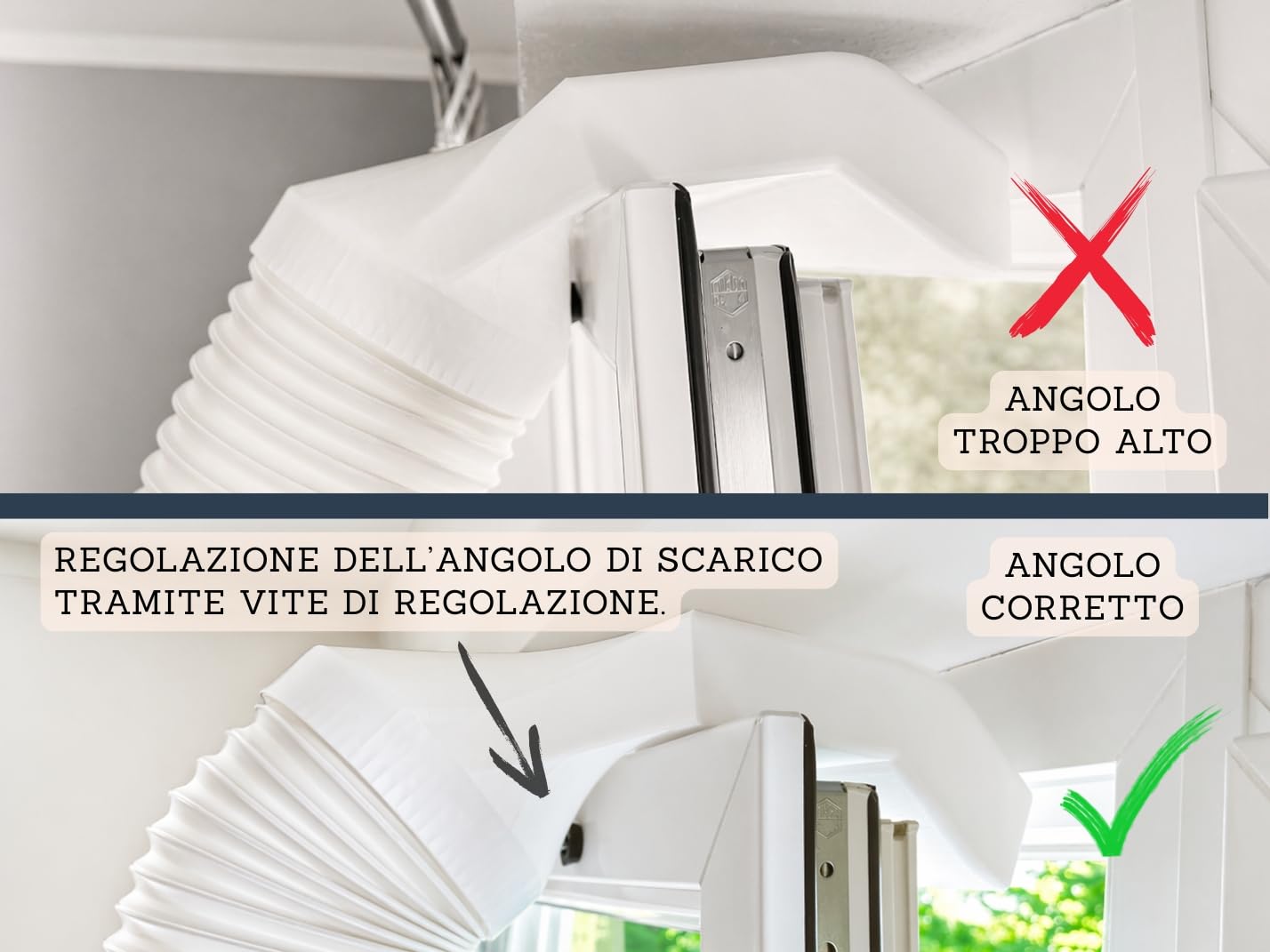 Adattatore Finestra 35cm Condizionatore Portatile – Compatibile con Pinguino, De'Longhi, Olimpia – Tubo 150mm – Per Lucernari e Vasistas – Universale