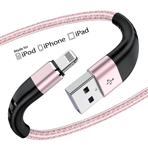 Essri 2Pack for iPhone Charger Cord 6FT, Lighting Cable 6 Feet to USB Charging Cable, Nylon Braided Charging Cord 6 Foot Compatible with iPhone 14 13 12 11 X XS XR 15 Pad -Pink - Pink - 6 Feet